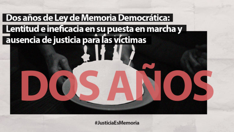 Dos años de Ley de Memoria Democrática: Lentitud e ineficacia en su puesta en marcha y ausencia de justicia para las víctimas