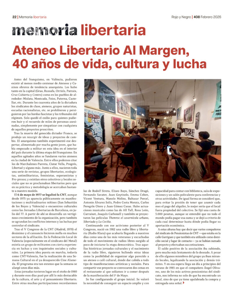 Memoria Libertaria Febrero 2026