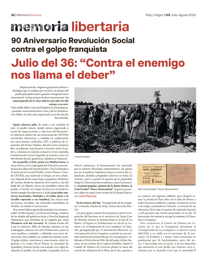 Memoria Libertaria Julio-Agosto 2026